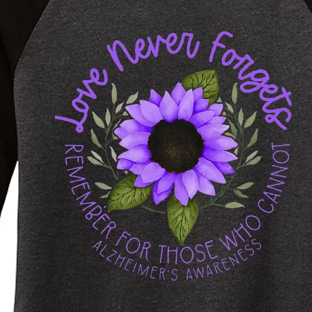 Alzheimer Awareness Tee For Men And Women Purple Sunflower Women's Tri-Blend 3/4-Sleeve Raglan Shirt