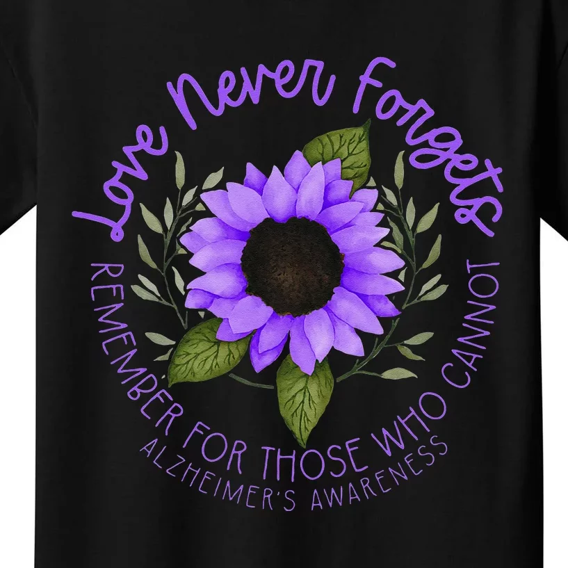 Alzheimer Awareness Tee For Men And Women Purple Sunflower Kids T-Shirt