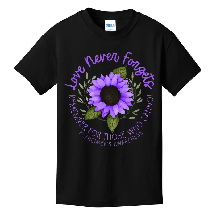 Alzheimer Awareness Tee For Men And Women Purple Sunflower Kids T-Shirt