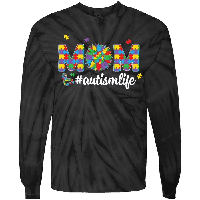 Autism Awareness Tee Mom Life For Autism Mom Tie-Dye Long Sleeve Shirt