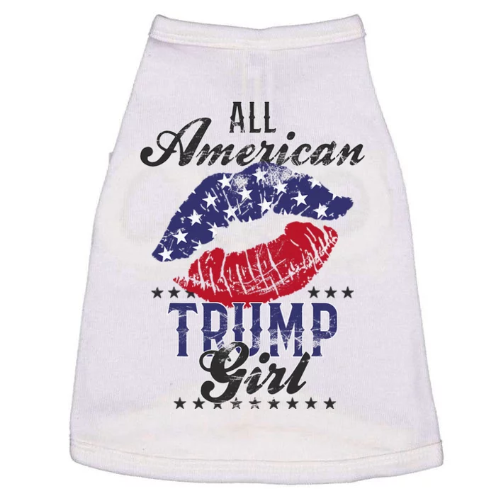 All American Trump Girl Usa Flag Lips Gop Vote 2024 Doggie Tank