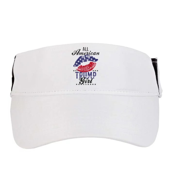 All American Trump Girl Usa Flag Lips Gop Vote 2024 Adult Drive Performance Visor