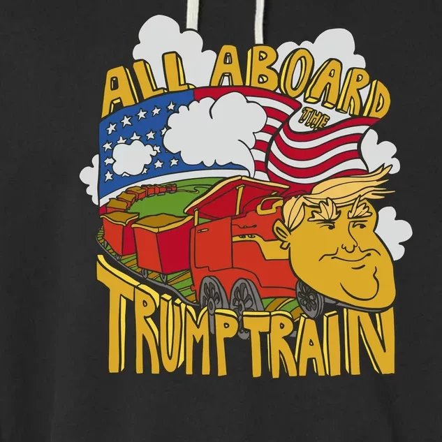 All Aboard Trump Train Garment-Dyed Fleece Hoodie