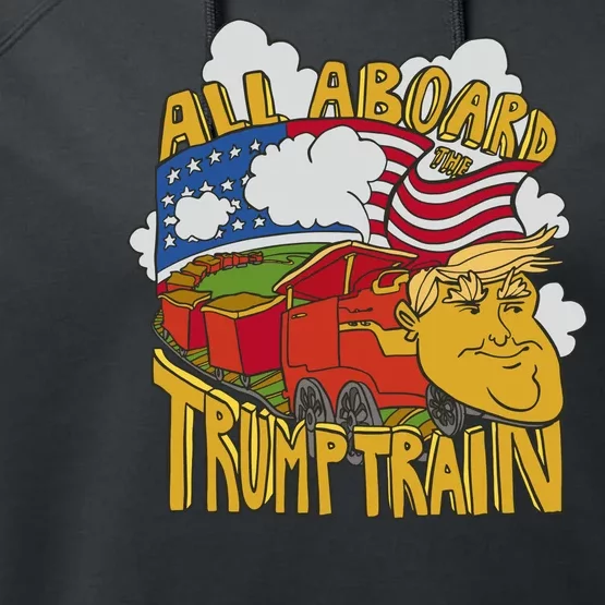 All Aboard Trump Train Performance Fleece Hoodie