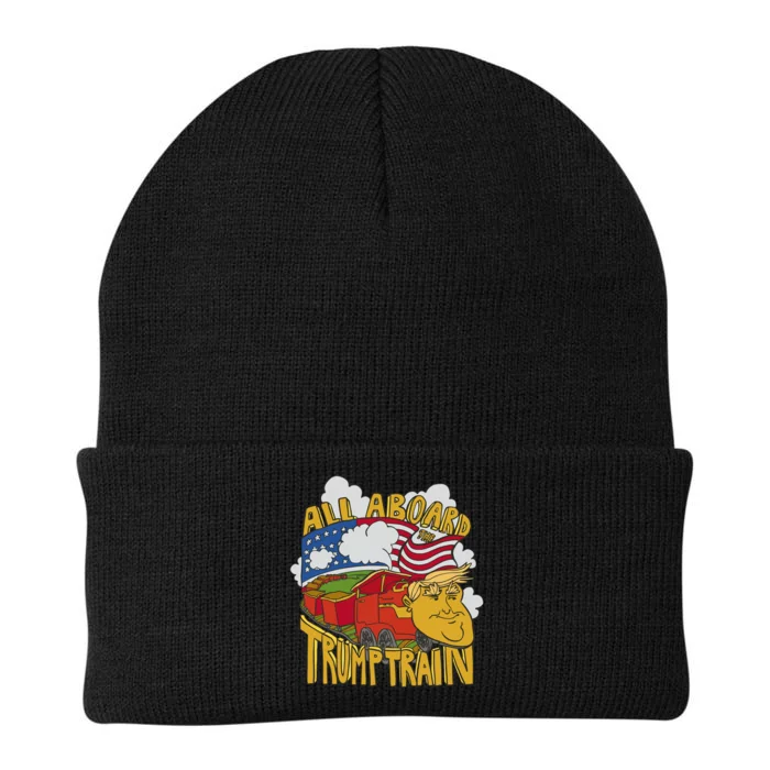 All Aboard Trump Train Knit Cap Winter Beanie