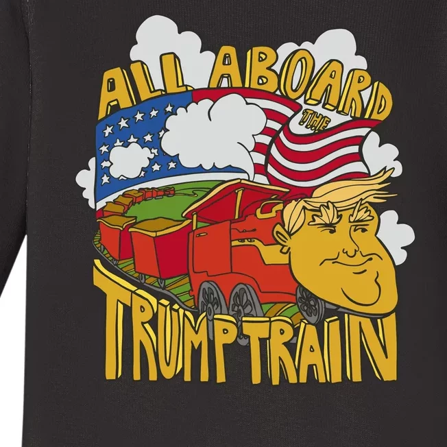 All Aboard Trump Train Baby Long Sleeve Bodysuit