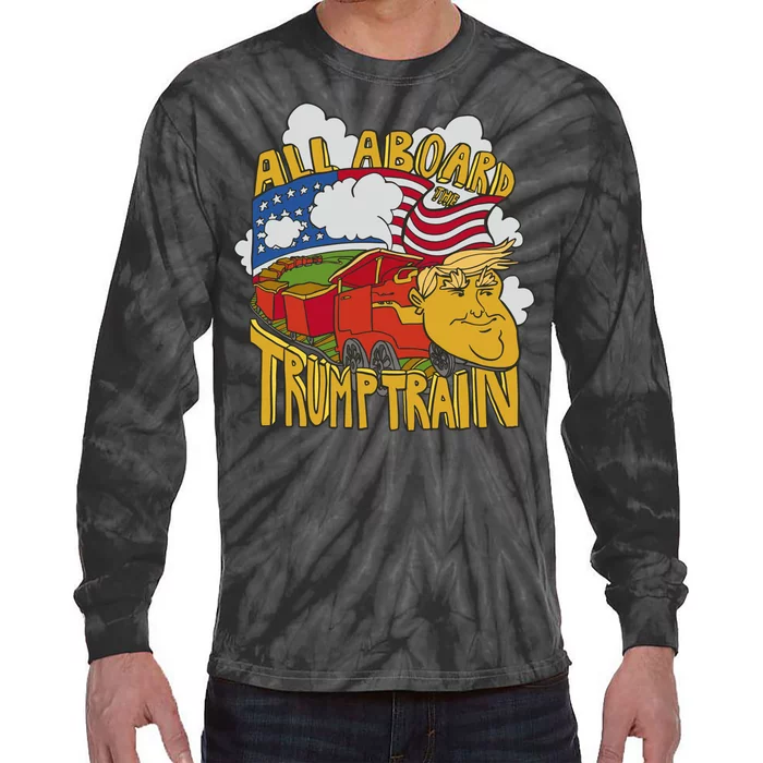 All Aboard Trump Train Tie-Dye Long Sleeve Shirt