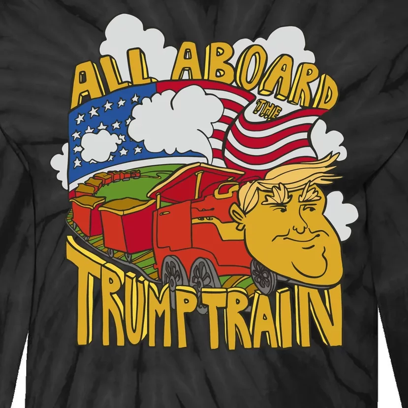 All Aboard Trump Train Tie-Dye Long Sleeve Shirt