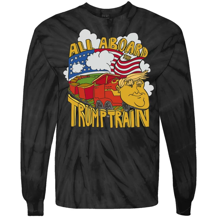 All Aboard Trump Train Tie-Dye Long Sleeve Shirt