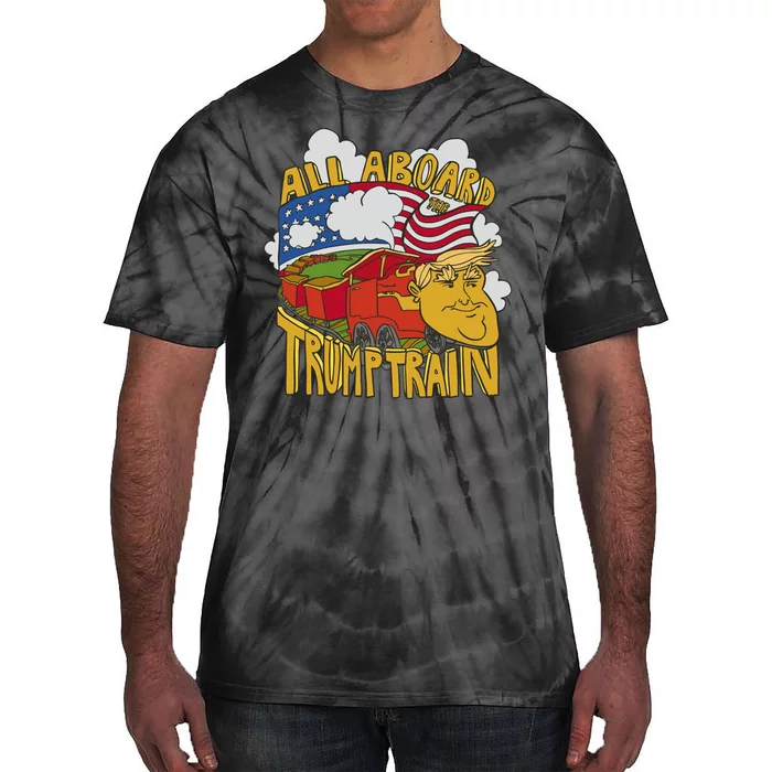 All Aboard Trump Train Tie-Dye T-Shirt