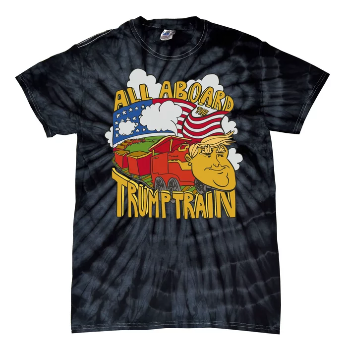 All Aboard Trump Train Tie-Dye T-Shirt