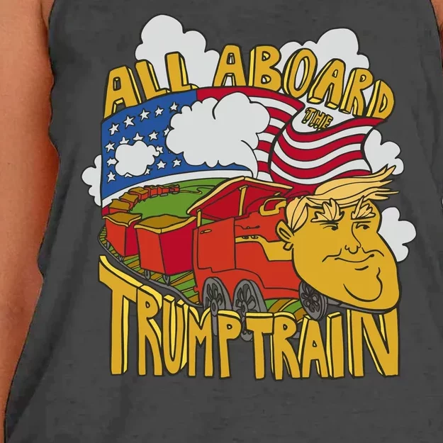 All Aboard Trump Train Women's Knotted Racerback Tank