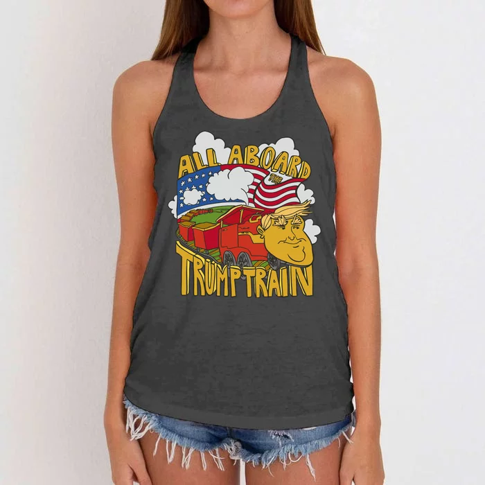 All Aboard Trump Train Women's Knotted Racerback Tank