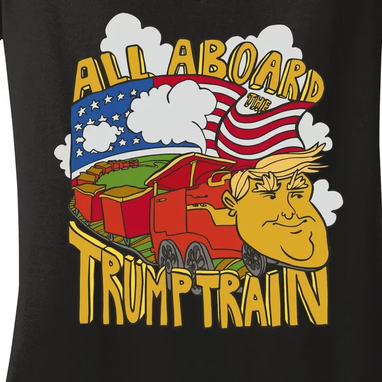 All Aboard Trump Train Women's V-Neck T-Shirt