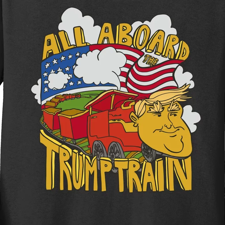 All Aboard Trump Train Kids Long Sleeve Shirt