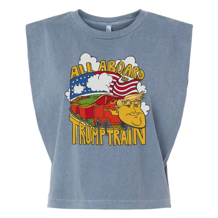 All Aboard Trump Train Garment-Dyed Women's Muscle Tee