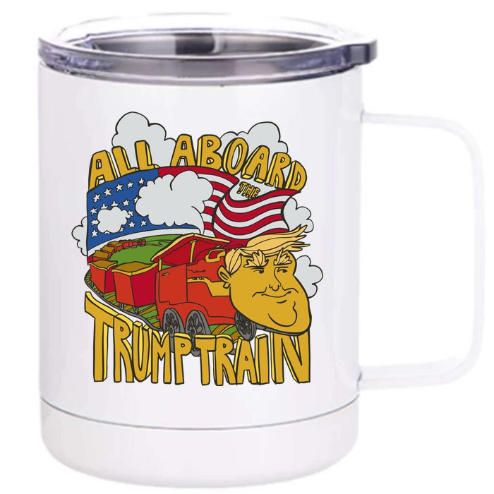 All Aboard Trump Train Front & Back 12oz Stainless Steel Tumbler Cup