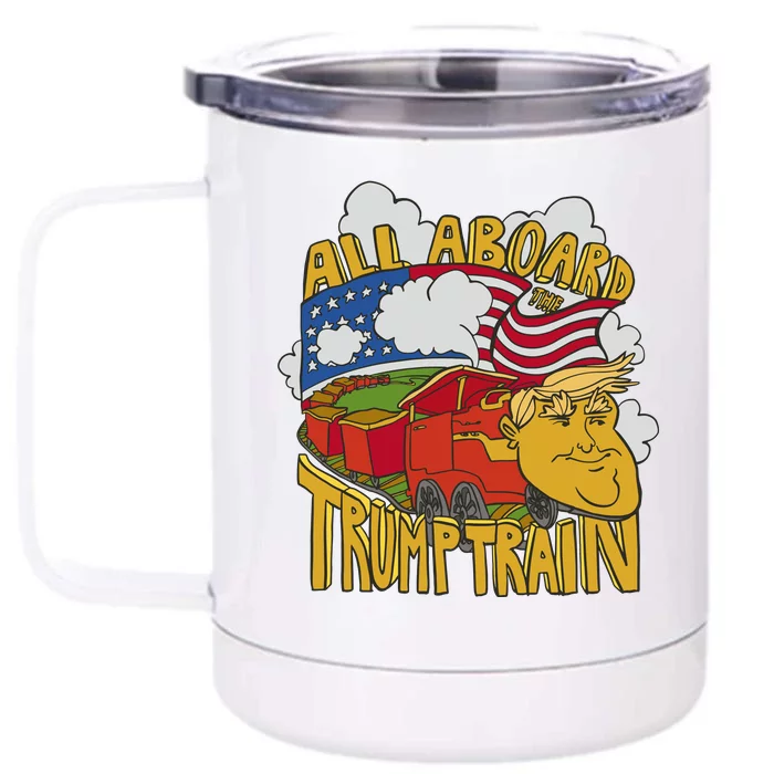 All Aboard Trump Train Front & Back 12oz Stainless Steel Tumbler Cup