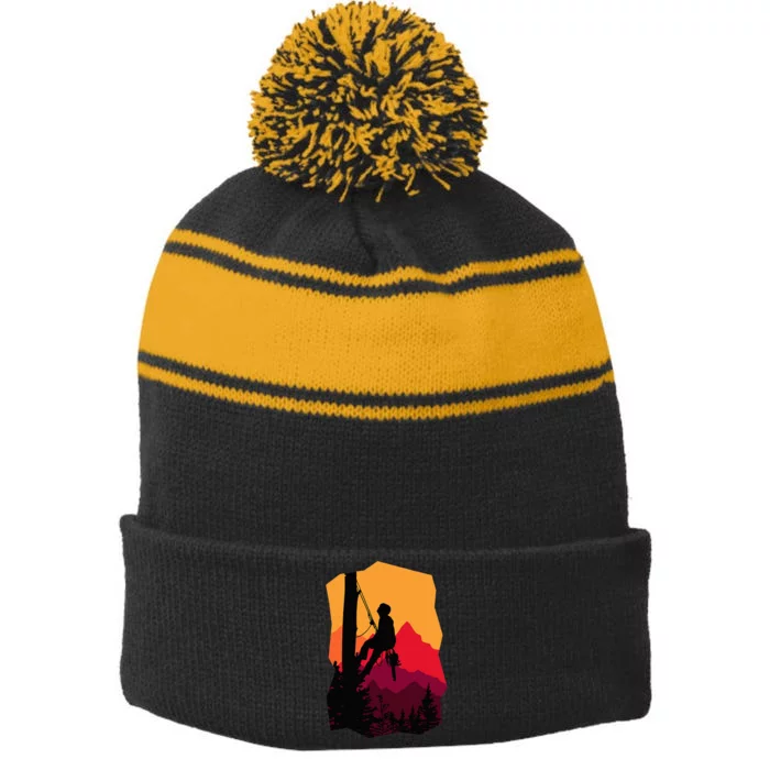 Arborist Arboriculturist Tree Surgeon Stripe Pom Pom Beanie