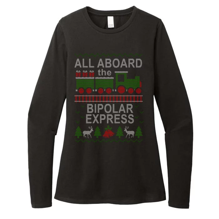 All Aboard The Bipolar Express Ugly Christmas Womens CVC Long Sleeve Shirt