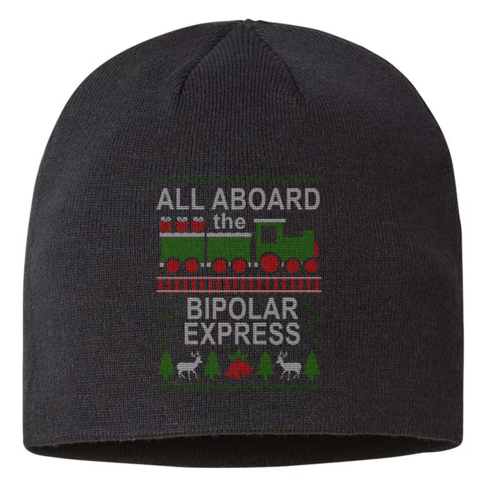 All Aboard The Bipolar Express Ugly Christmas 8 1/2in Sustainable Knit Beanie