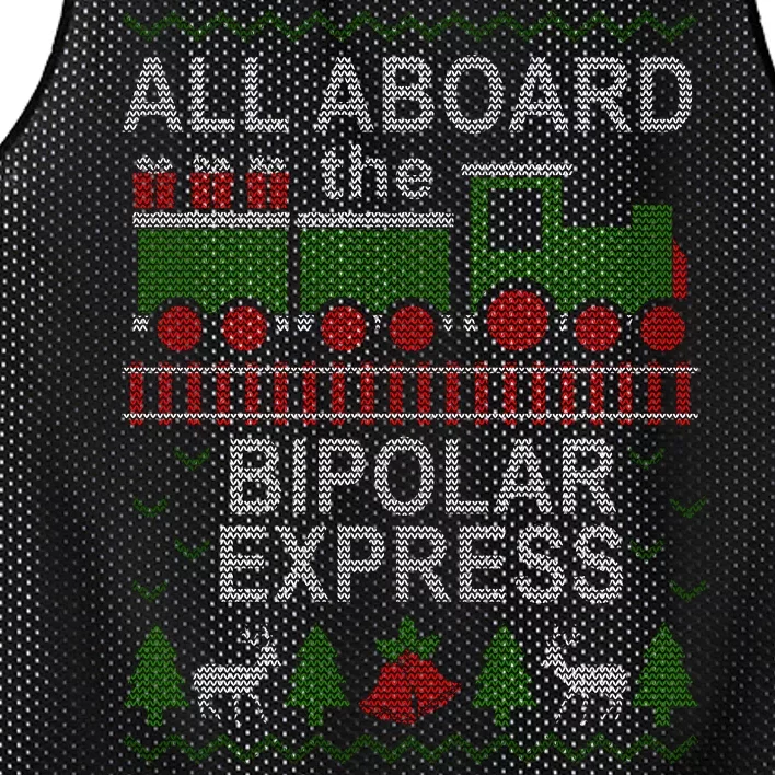 All Aboard The Bipolar Express Ugly Christmas Mesh Reversible Basketball Jersey Tank