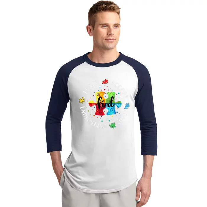 Autism Awareness Teacher Teach Accept Understand Love Gift Baseball Sleeve Shirt