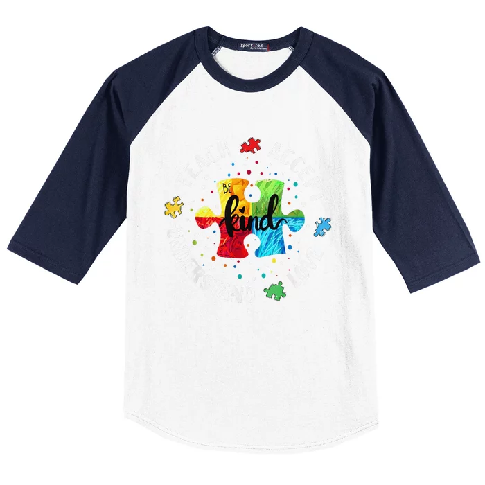 Autism Awareness Teacher Teach Accept Understand Love Gift Baseball Sleeve Shirt