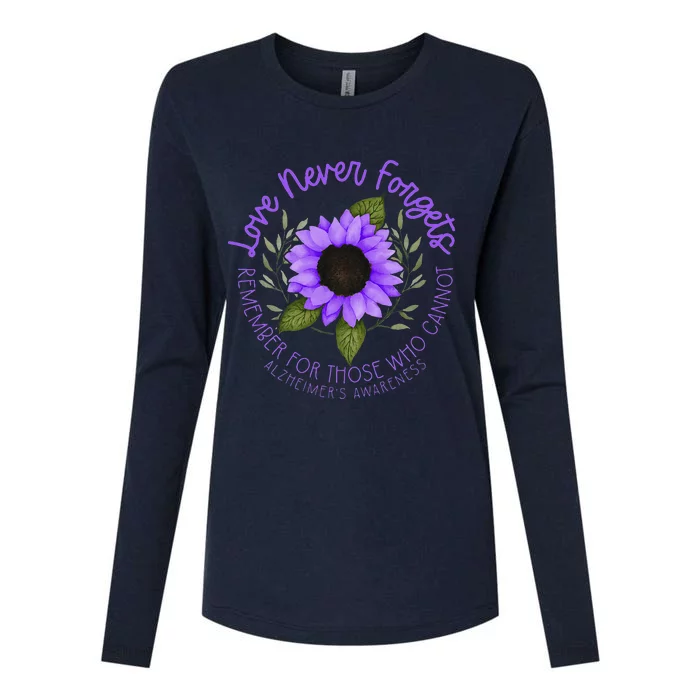 Alzheimer Awareness Tee For Men And Women Purple Sunflower Womens Cotton Relaxed Long Sleeve T-Shirt