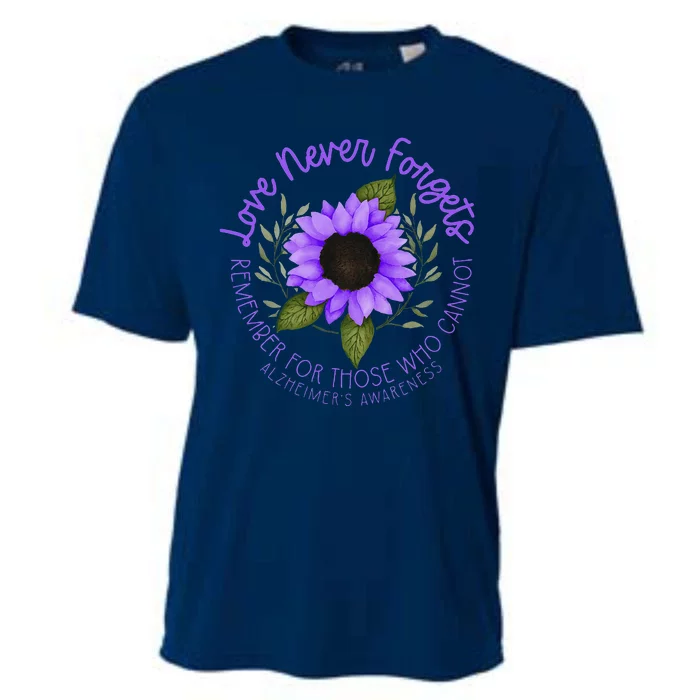 Alzheimer Awareness Tee For Men And Women Purple Sunflower Cooling Performance Crew T-Shirt