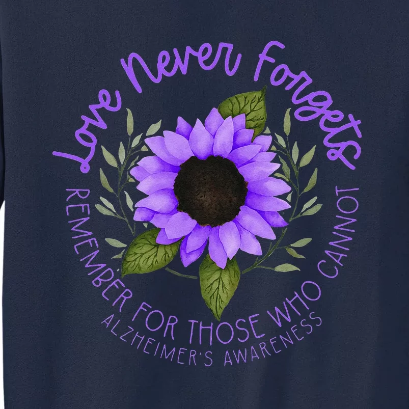 Alzheimer Awareness Tee For Men And Women Purple Sunflower Tall Sweatshirt