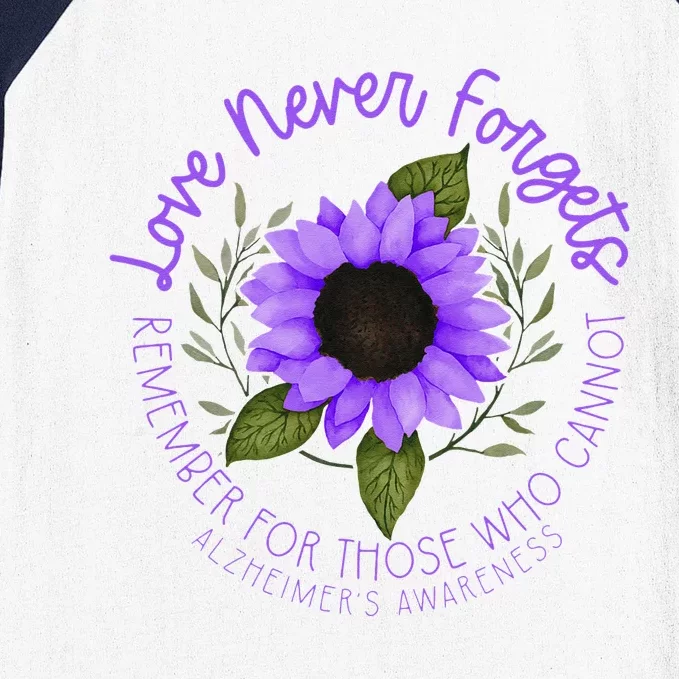 Alzheimer Awareness Tee For Men And Women Purple Sunflower Baseball Sleeve Shirt