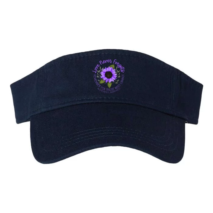 Alzheimer Awareness Tee For Men And Women Purple Sunflower Valucap Bio-Washed Visor