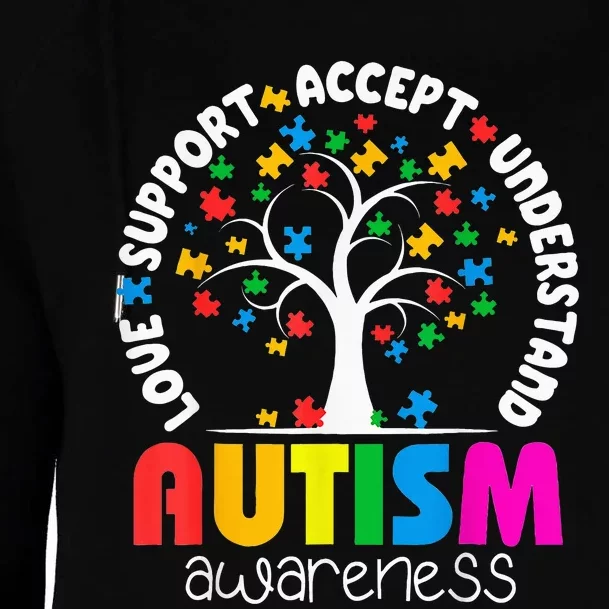 Autism Awareness Teacher Teach Hope Love Inspire Womens Funnel Neck Pullover Hood