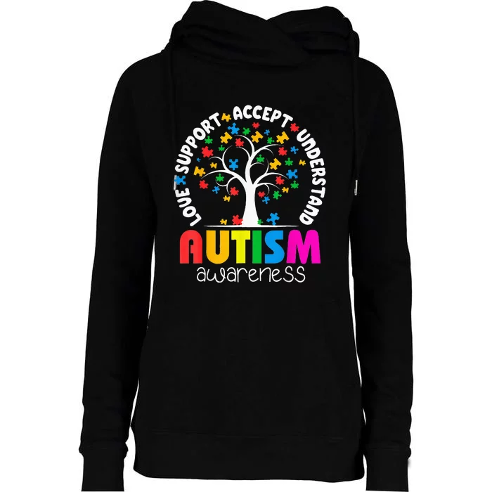 Autism Awareness Teacher Teach Hope Love Inspire Womens Funnel Neck Pullover Hood