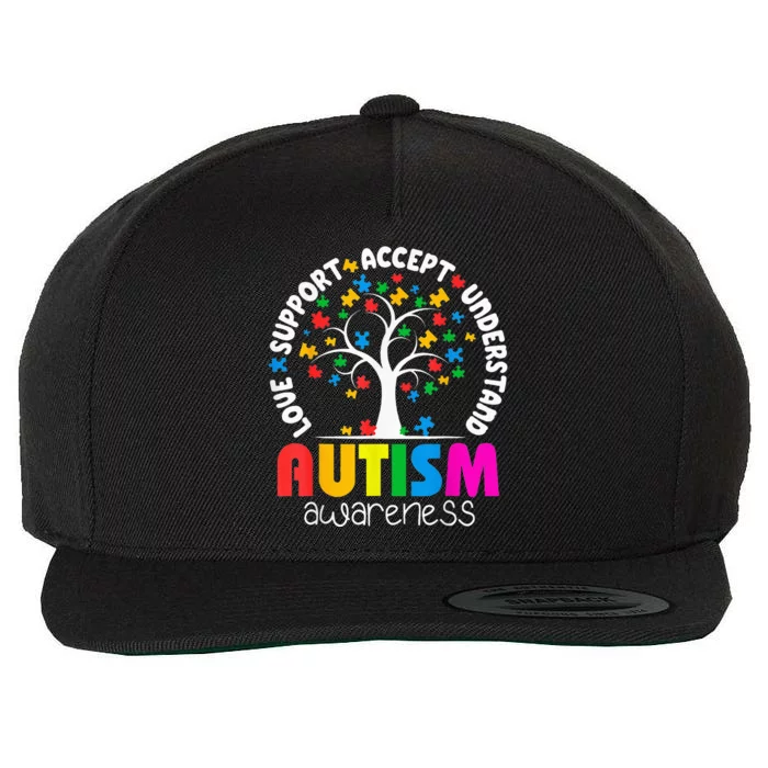 Autism Awareness Teacher Teach Hope Love Inspire Wool Snapback Cap