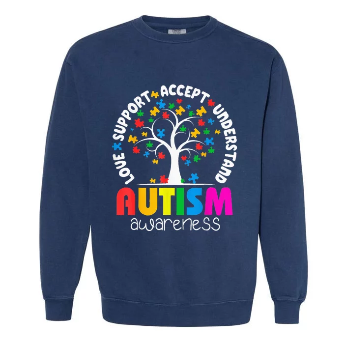 Autism Awareness Teacher Teach Hope Love Inspire Garment-Dyed Sweatshirt