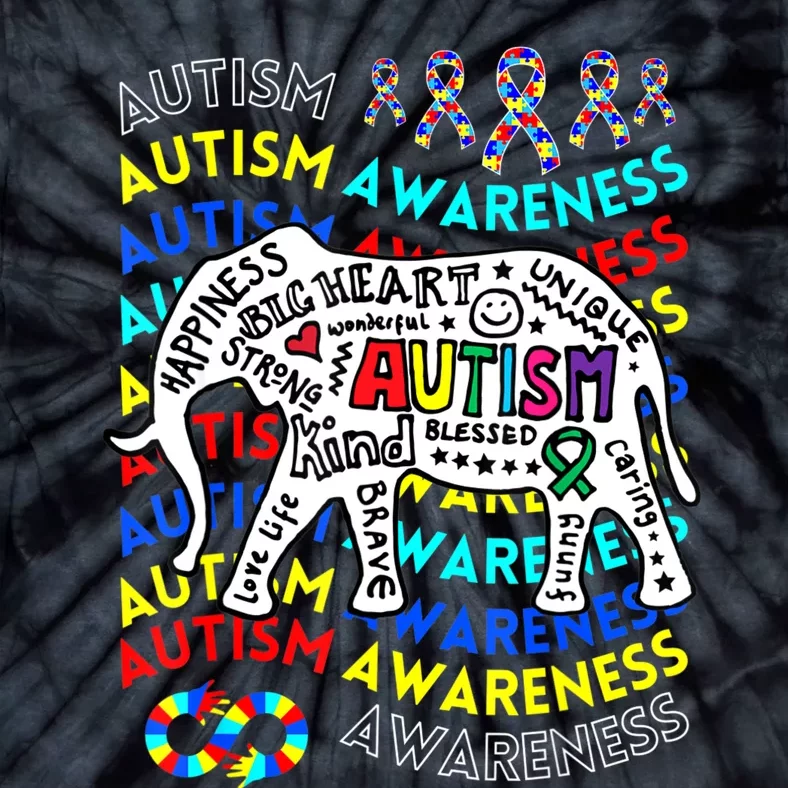 Autism Awareness Teacher Autism Moms And Dads Elephant Tie-Dye T-Shirt