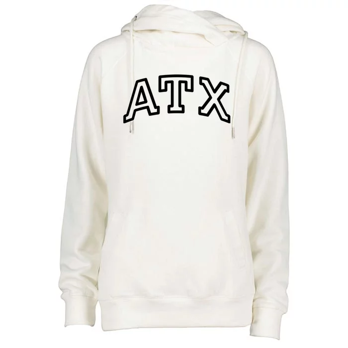 Atx Austin Tx Athletic Design In White Gift Womens Funnel Neck Pullover Hood