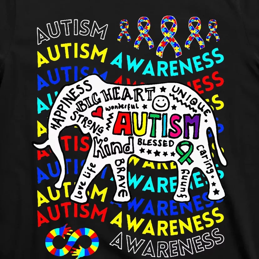 Autism Awareness Teacher Autism Moms And Dads Elephant T-Shirt