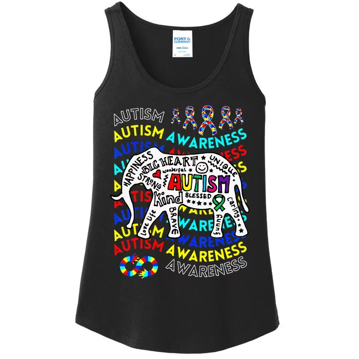 Autism Awareness Teacher Autism Moms And Dads Elephant Ladies Essential Tank