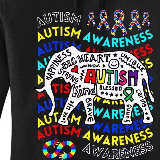 Autism Awareness Teacher Autism Moms And Dads Elephant Women's Pullover Hoodie