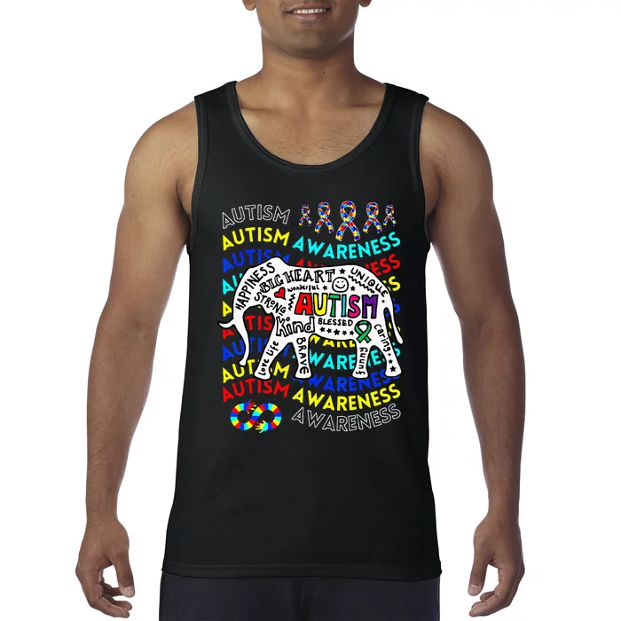 Autism Awareness Teacher Autism Moms And Dads Elephant Tank Top