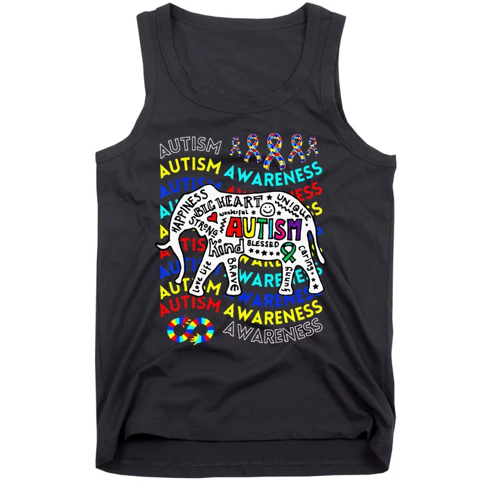 Autism Awareness Teacher Autism Moms And Dads Elephant Tank Top