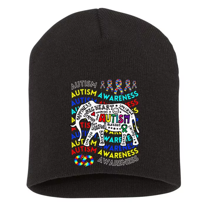 Autism Awareness Teacher Autism Moms And Dads Elephant Short Acrylic Beanie