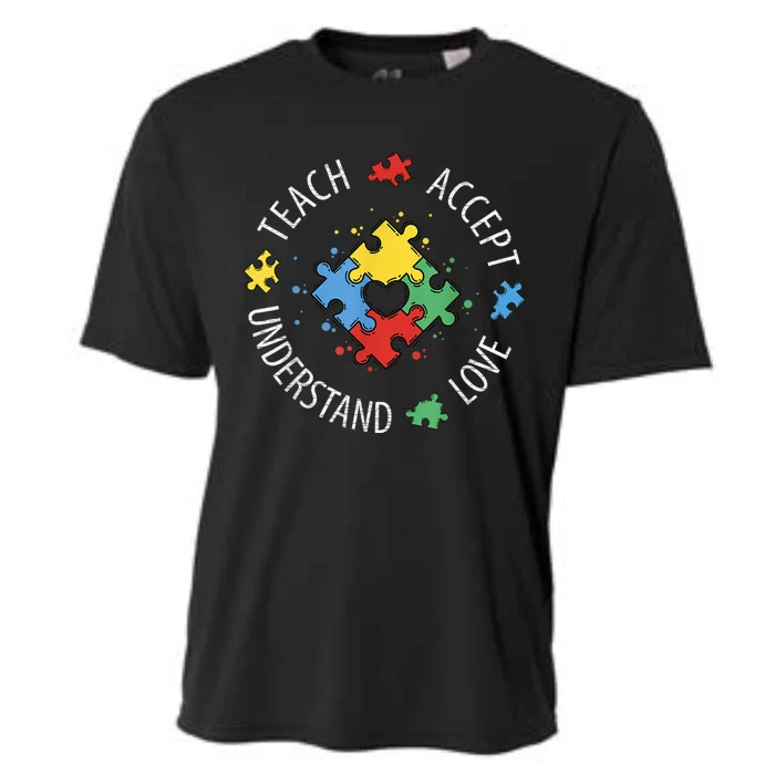 Autism Awareness Teacher Shirt Teach Accept Understand Love Cooling Performance Crew T-Shirt