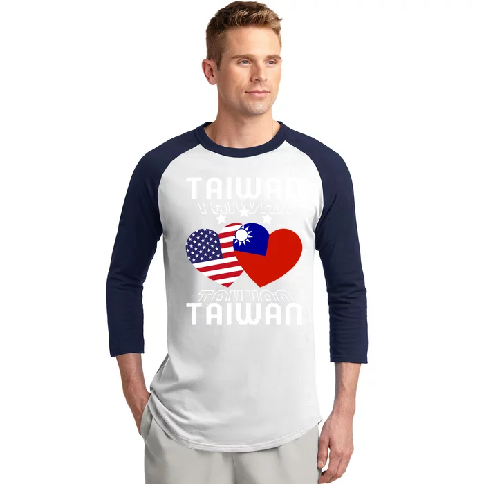 America And Taiwan Taiwanese American Flag Dual Nationality Cool Gift Baseball Sleeve Shirt