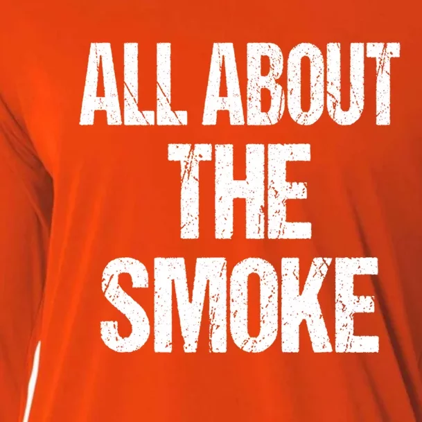 All About The Smoke Bbq Grill Barbecue Great Gift Cooling Performance Long Sleeve Crew