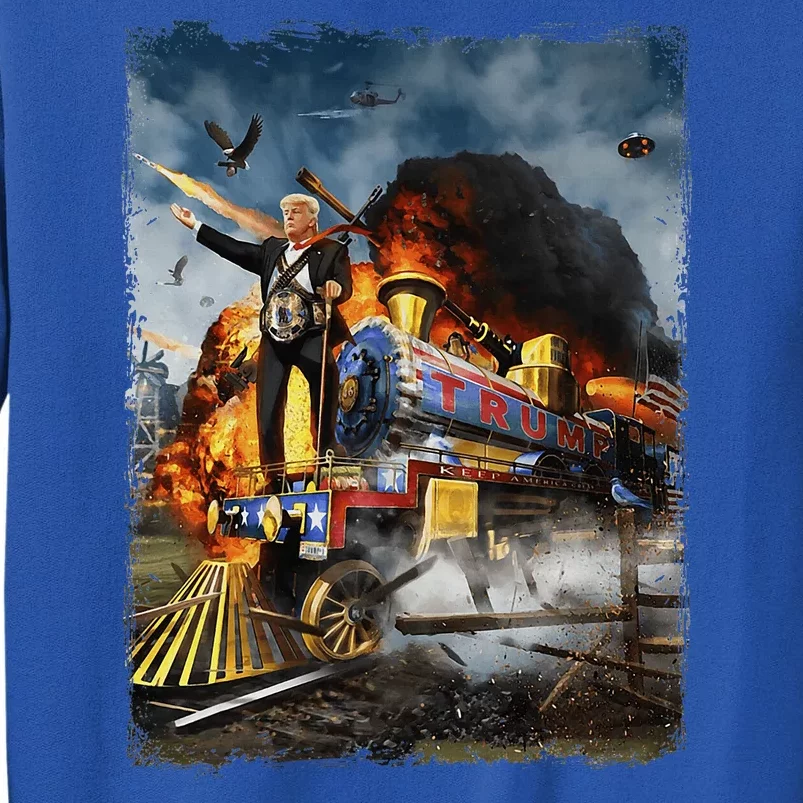 All Aboard The Trump Train Funny Donald Trump 2024 Election Tall Sweatshirt