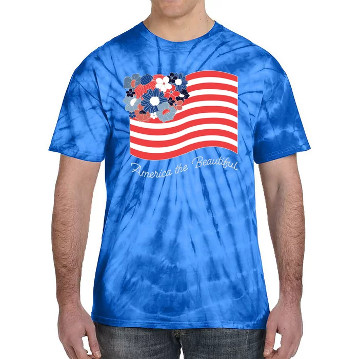 Americana America The Beautiful Flowers Gift Tie-Dye T-Shirt